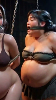 Trio lemah: cewek hamil, semok dan nenek diikat di sel bondage