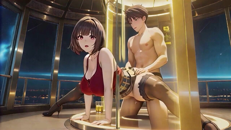 Tay Swift X: Morena en falda a cuadros rojo espacio cabina juego sensual