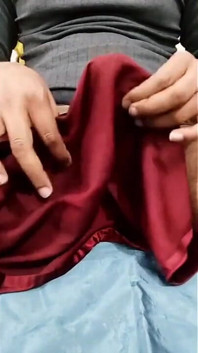 Paja de seda satinada porno - frotar la cabeza de polla con satén sedoso vestido de enfermera maroon (84)
