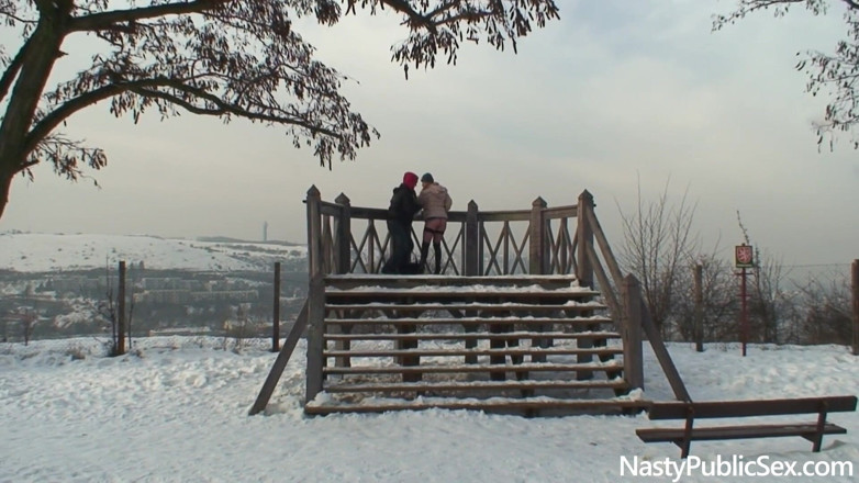 Nasty Public Sex: Perverted slut and deviant guy fucking in the city
