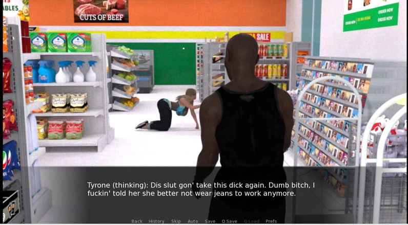 XXX Games Bunk: ホールズ - ゲームプレイ - ロールプレイ - 妻が店でセックスされる 私の複数の黒人チンポ