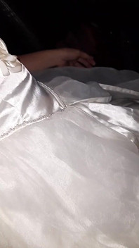 Crossdressing Wearing Wedding Gown While Driving and Cum Inside Gown