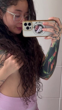 Tattooed Girl with a Split Tongue Smells Her Hairy Armpits After Working Out