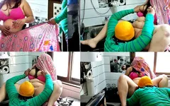 부엌에서 통통한 마누라의 보지를 먹는 남편