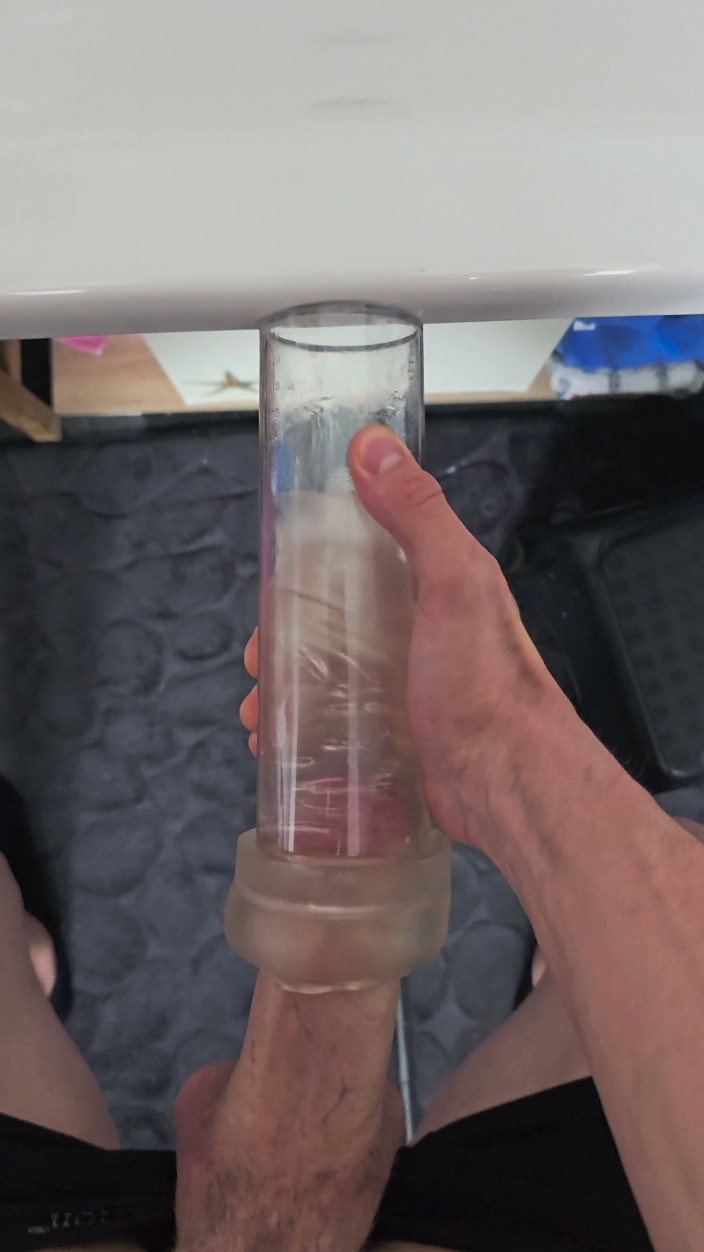 Bigdildo-Boy69: Full View Stroking My Hard Cock in a Clear Fleshlight...