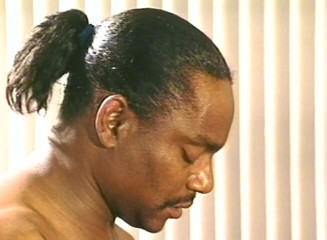 Alfacontent: Awesome ebony whore with hairy cunt rides big black cock