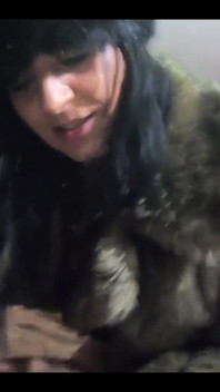 Blow-job and Cum Play While Wearing a Hot Green Fur-coat, Leather Gloves and Long Boots 21