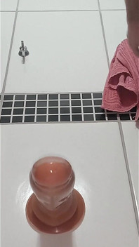 In the Bathroom Shoving the Dildos in My Ass