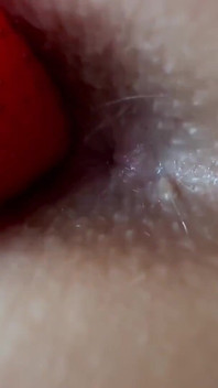 Amateur Video Strawberry Was Placed Into Slim Girl Asshole and Has Perfect Smell