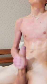 The guy loves to masturbate a huge dick and cum with salty sperm