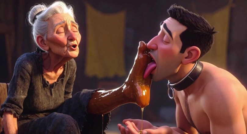 YOUR BEST FANTASY: Submissive Slave Licking Wrinkled Feet of Old Ladies