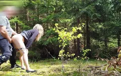 Street Bitch Fucked in the Public Wood by the Road and Piss