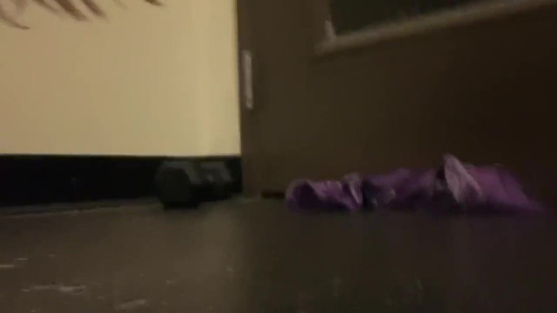 CindieLove: Nasty Slut Licks Own Cum off Dirty Gym Floor Sprm...