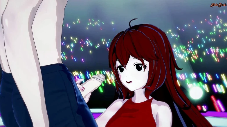 Hentai_Smash: Girlfriend sucking dick in front of a crowd and swallowing...