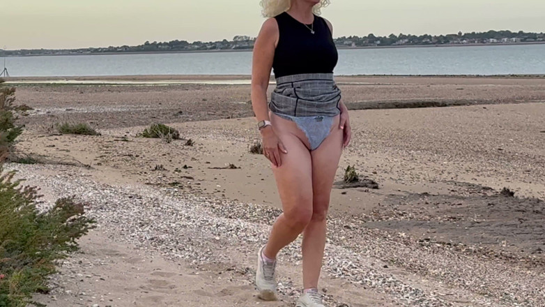 PussyGalorious: Looking up My Dress Outdoors in My Grey Mini Dress...