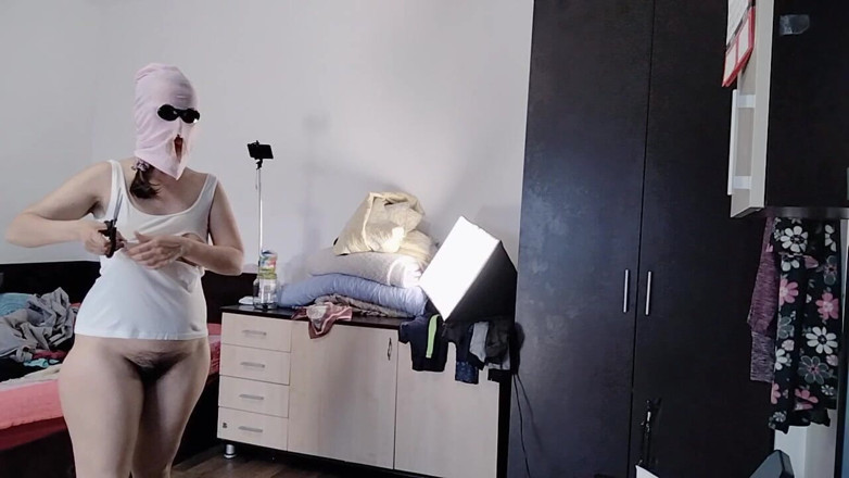Mirsur: Sexy Latina Tries on and Cuts Clothes. Sexy Latina with...