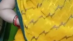 Indian Beautiful Bhabhi in Yellow Color Sari.