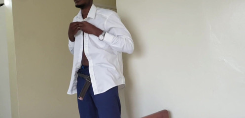 Only_dawi: Sexy gay šéf Teen si honí ptáka, než odejde z domu