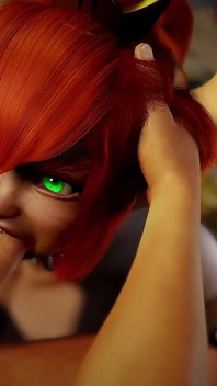 Bowsette chupando pau em pov | Super Mario - paródia pornô
