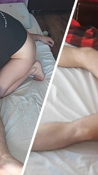 Blowjob dengan istri amatir, memek berbulu, pantat besar. Foreplay romantis pasangan amatir.