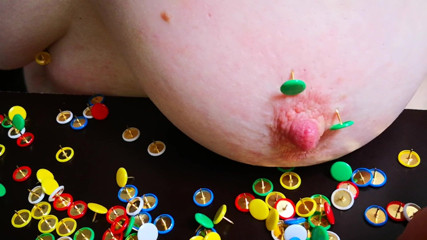 Bouncy Tits Action: Push my nipples into thumbstacks