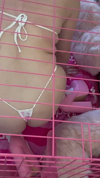 Horny Caged Cow Begs for Your Milk
