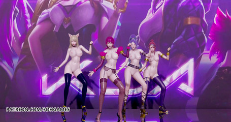 3D-Hentai Games: Black Pink - 你怎么喜欢那个裸体舞蹈，Ahri，Akali，Evelynn，佳兆业，3d色情舞蹈