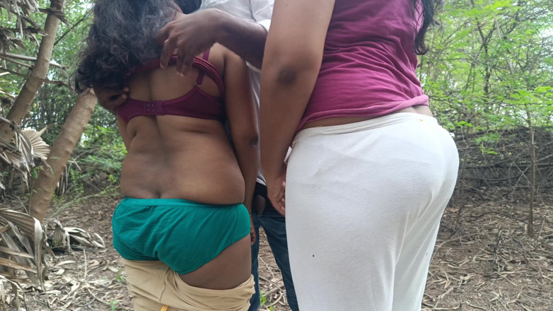 Inba: Hot Threesome hard fucking in outdoor