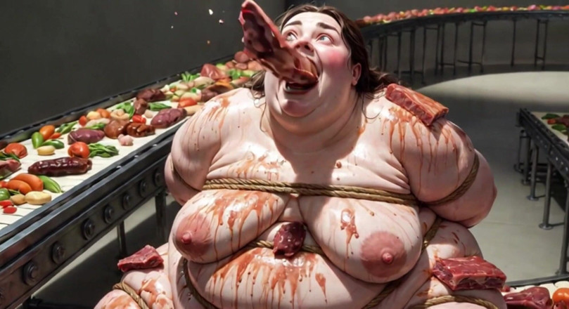 YOUR BEST FANTASY: Humiliated BBW Slave Tied and Stuffing Her Belly Deep