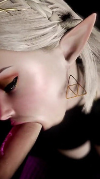 Une elfe blonde suce une bite trans