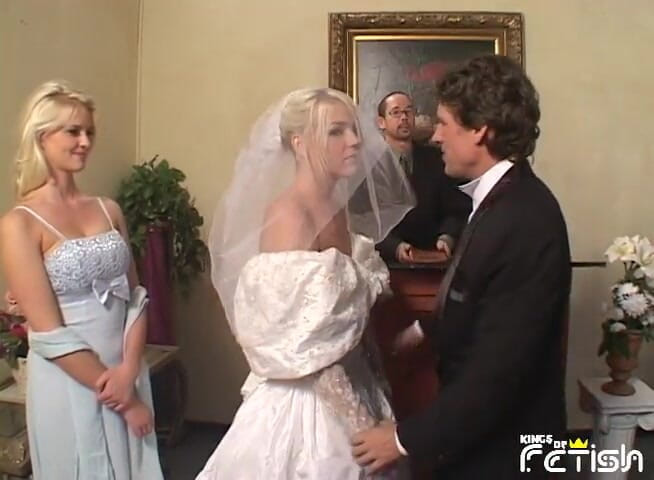 Big Tits for You: Pretty bride gets rough fucked by two masked guys in...