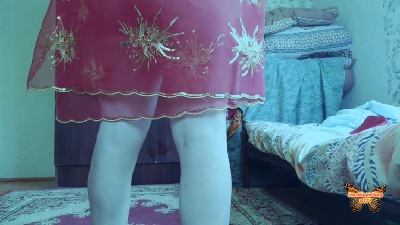 Kitty_Cross: 빨간 벨리 댄서 스커트 핫한 화이트 펨보이 트랜스젠더 Shemsle 크로스드레서 Sissy 겸둥이 소년에게 소녀에게