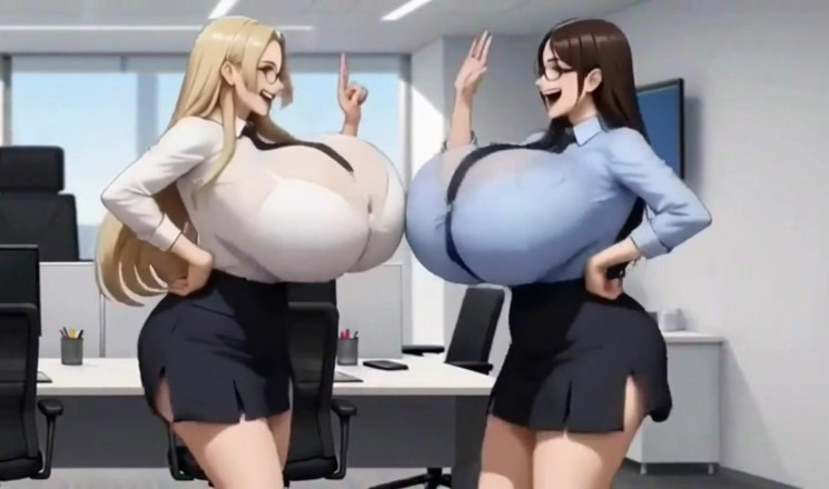 Hot girl dancing: Escritório de peitos enormes engraçados, ai animation