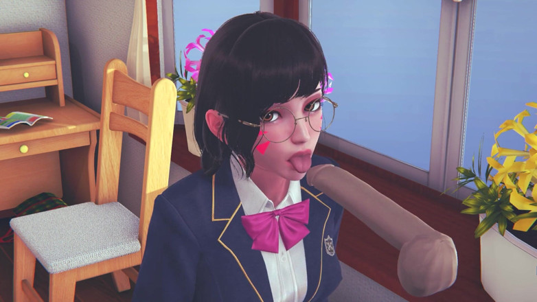 Waifu club 3D: DVA college-mädchen leckt deinen schwanz mit ihrer zunge und bekommt...