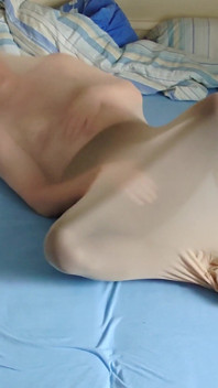 Hot Nylon Encasement in Black Pantyhose