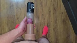 Pumping the Dick with a Vacuum Pump Full of Semen After Cumming