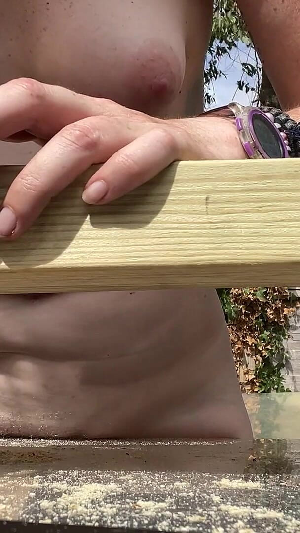MistressWriggler: Naked Woodworking in My Shared Access, Very Overlooked Garden That 5...