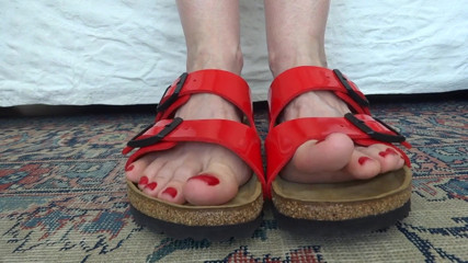 Lady Victoria Valente: Toe fetish - wiggling my toes in red patent leather Birkis...