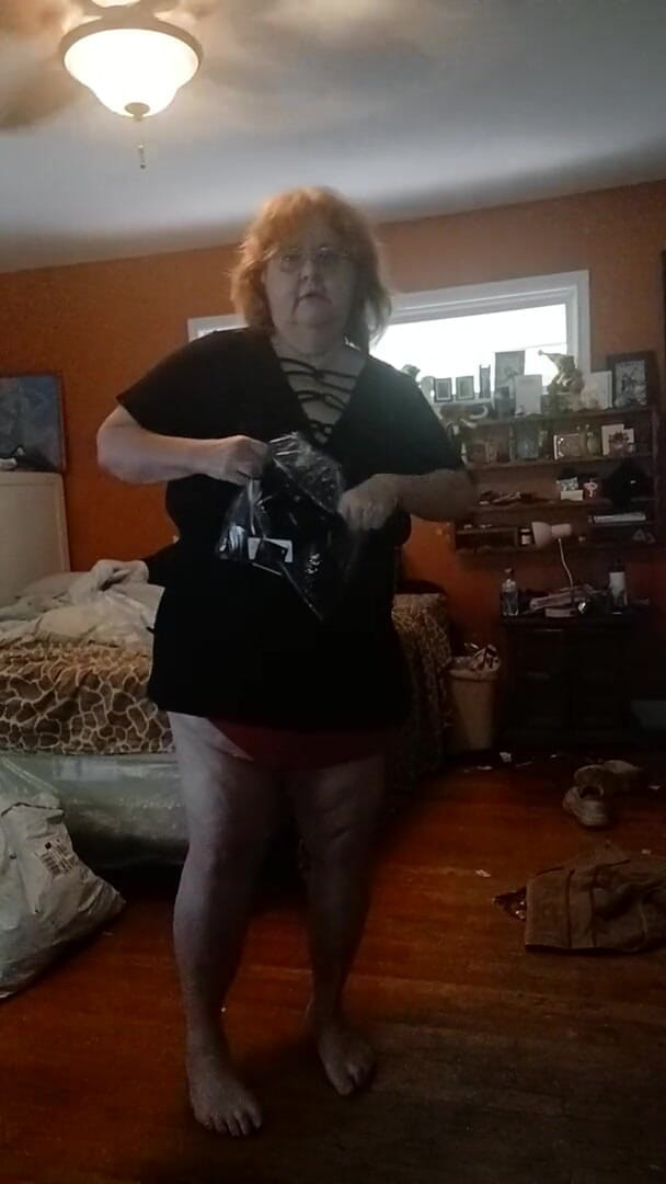 BBW nurse Vicki adventures with friends: Modeling the panties I sell part1 Red lace silky