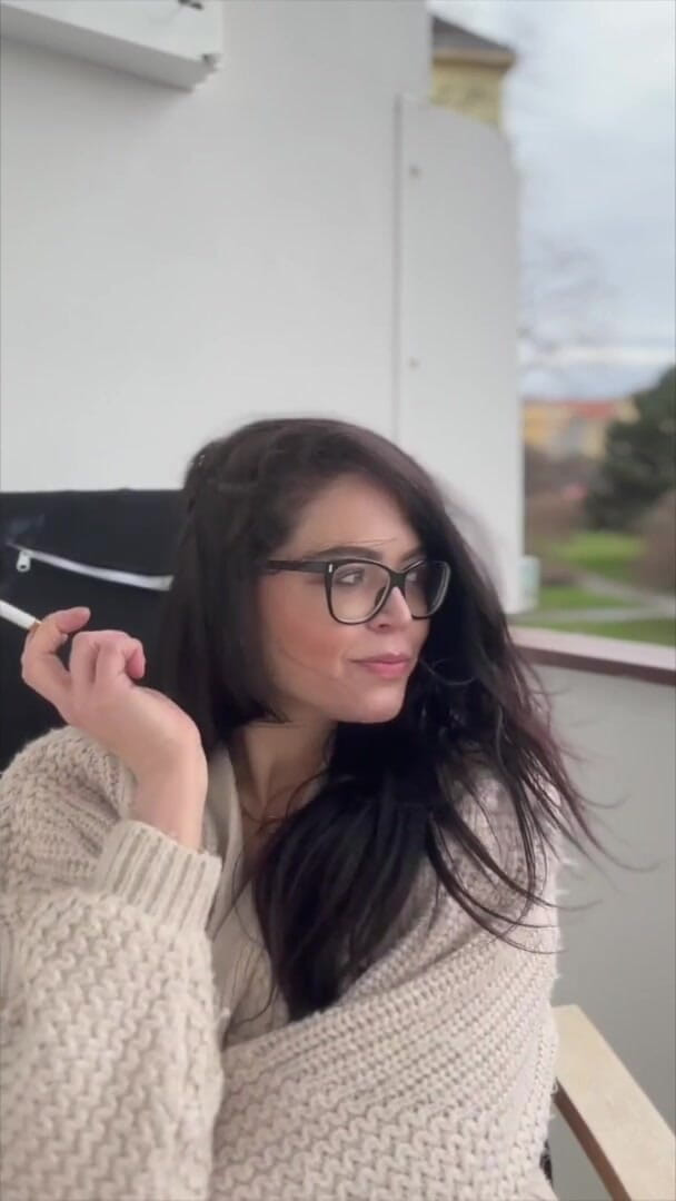 Shione Cooper: Smoking Cigarette in Glasses