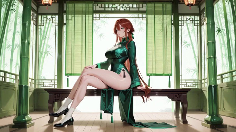 Tay Swift X: Rött hår &amp; Emerald Qipao! Lazy Förförelse på den östra gården