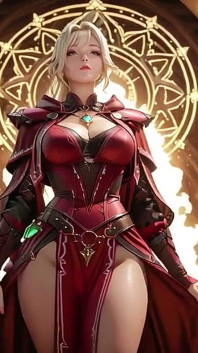 The Ice Queen's White Fantasy Red Armor, Wet Skin & Sensual Poses.