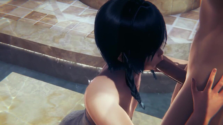 Yaoitube: Genshin Impact - Venti avsugning och knullad i ett offentligt bad