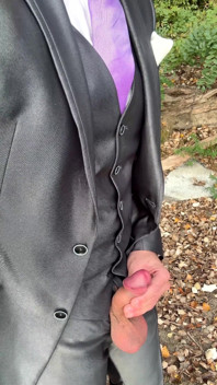 Public Outdoor Masturbation in a Shiny Suit