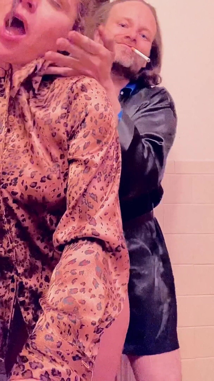 Satin Fetish King: Blue and black satin milf fuck n suck session!