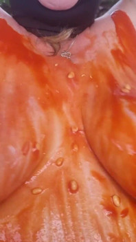 Julie Cunningham Sploshing - Short Slowed Down Clip of My Hug Tits Covered in Beans Being Shaken Side to Side Slowly