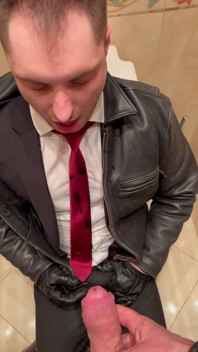 Office Boy in Suit Get Pissing