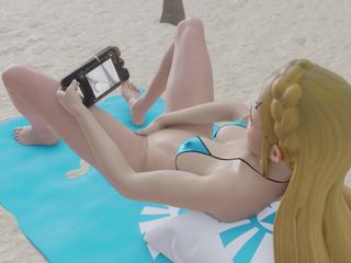 Velvixian 3D: Zelda si masturba sulla spiaggia