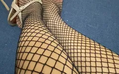 Sexy Asian Legs and Tiny Feet with Long Toes in Fishnet Stocking Wearing High Heels