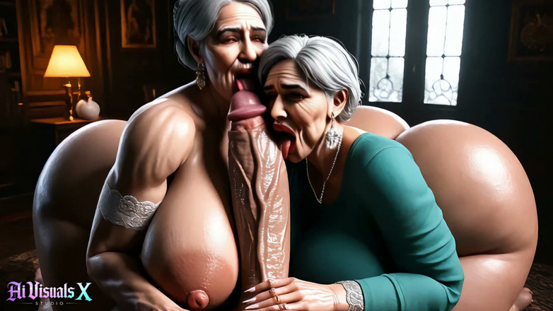 AI Visuals X: 3D Mature GILF Bimbos Worship Gigantic BBC and Bwc - Compilation